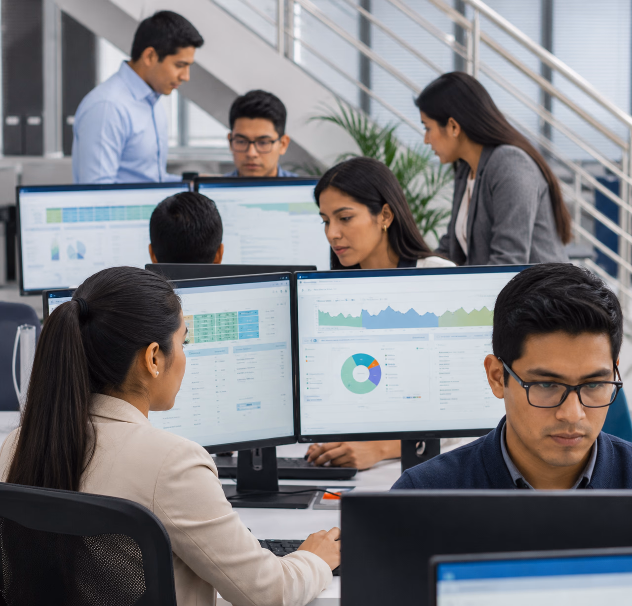 Equipo trabajando con tecnología