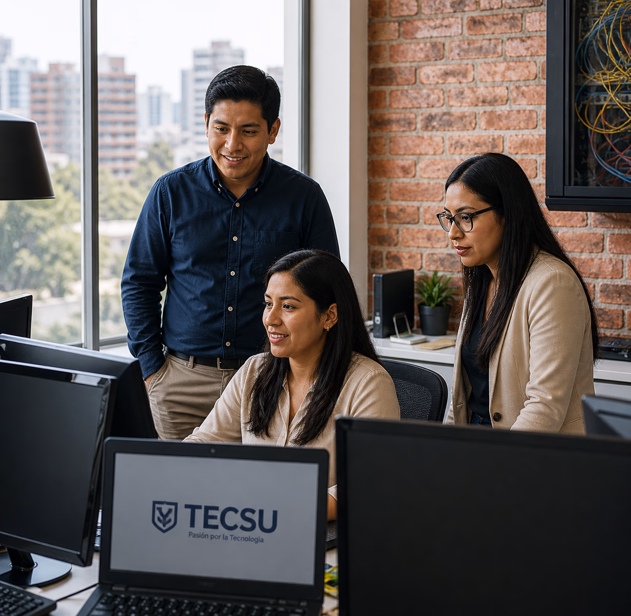Equipo gestionando red empresarial