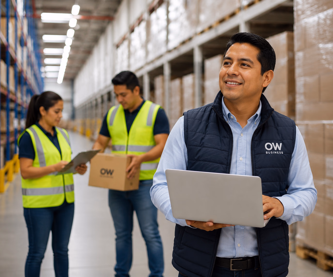 Profesional en entorno industrial usando tecnología