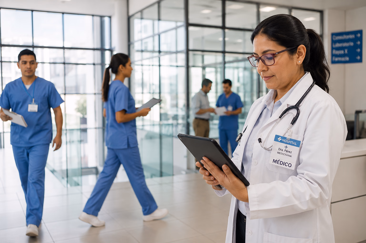 Profesional de salud usando tablet