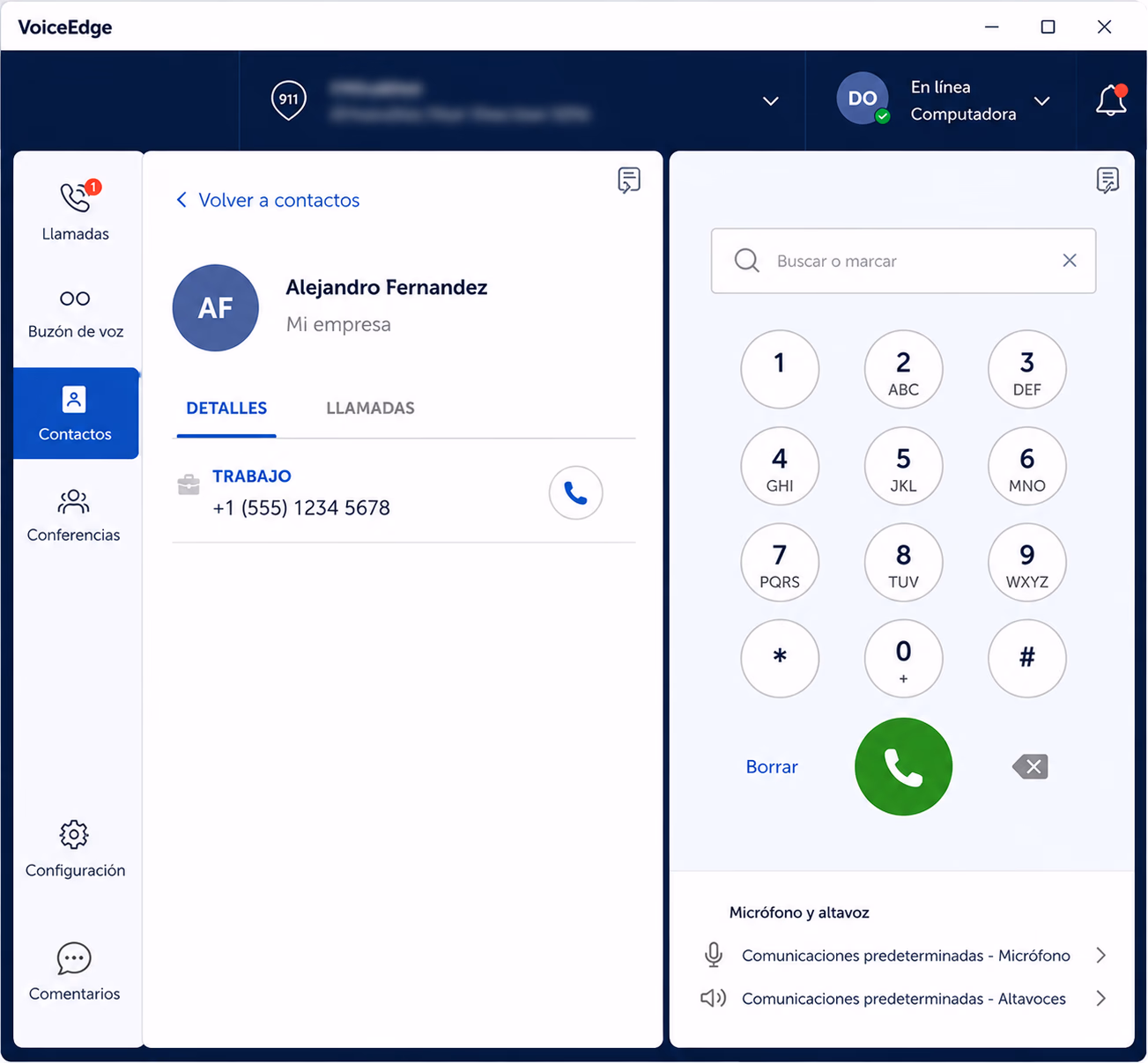 Panel de control VoiceEdge