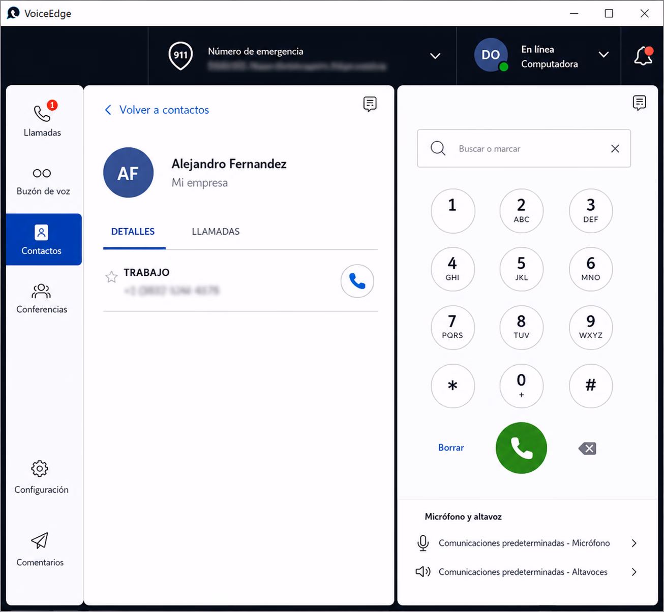 Funciones de llamada VoiceEdge