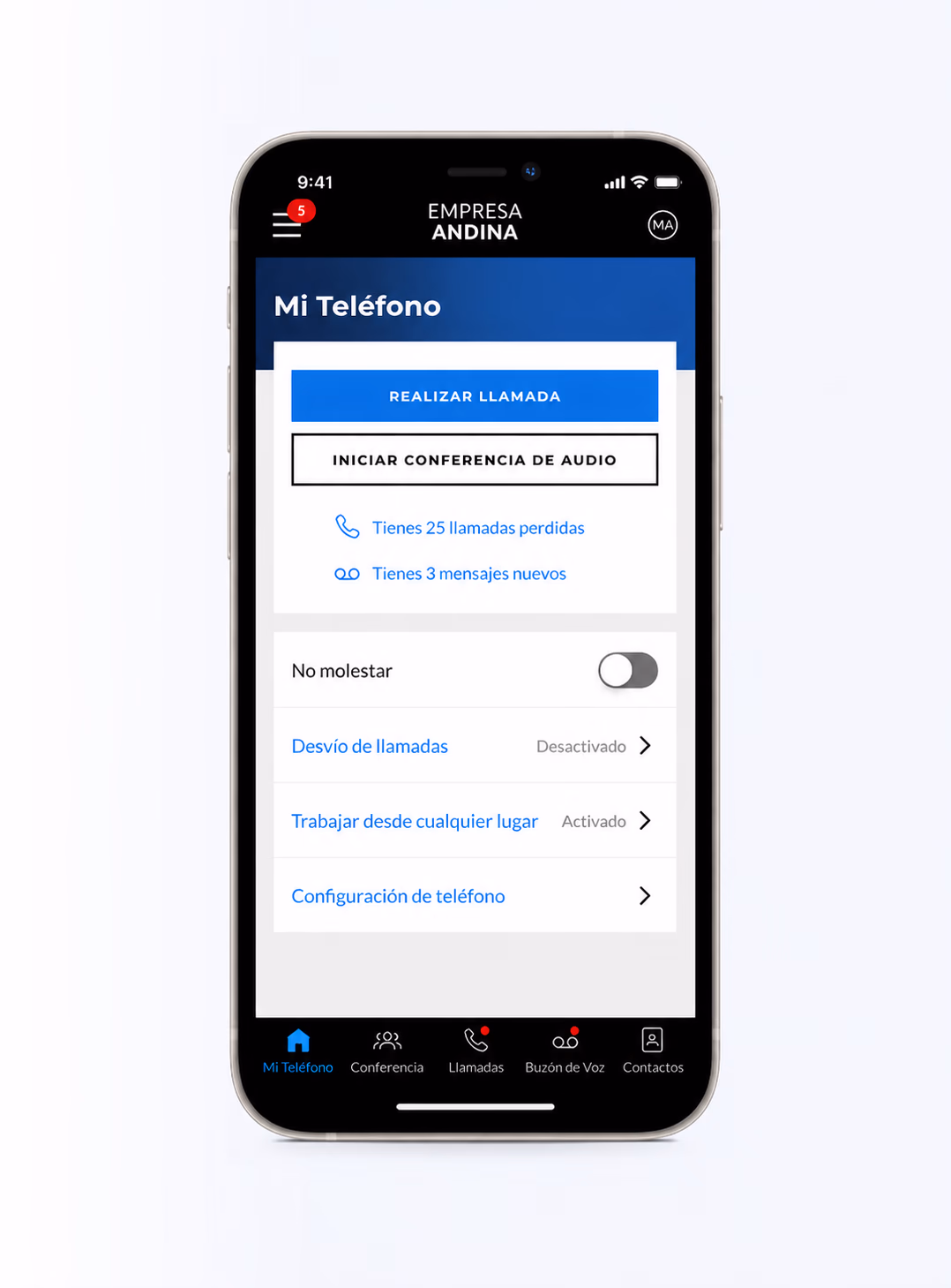 Aplicación móvil de telefonía
