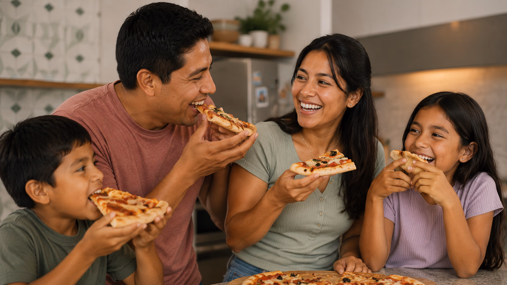 Familia disfrutando una comida